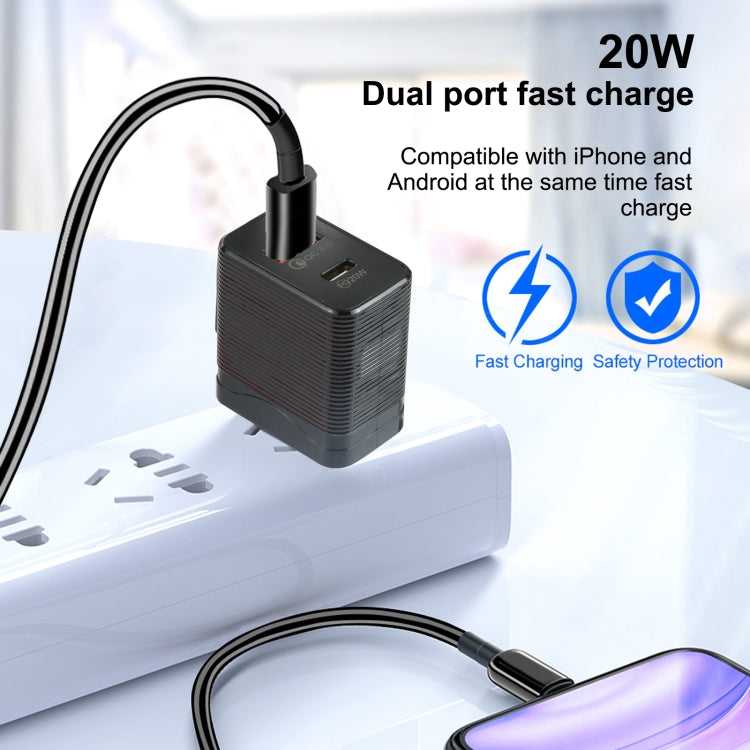 LZ-728 QC3.0 USB+PD 20W Type-C 快速旅行充，美規