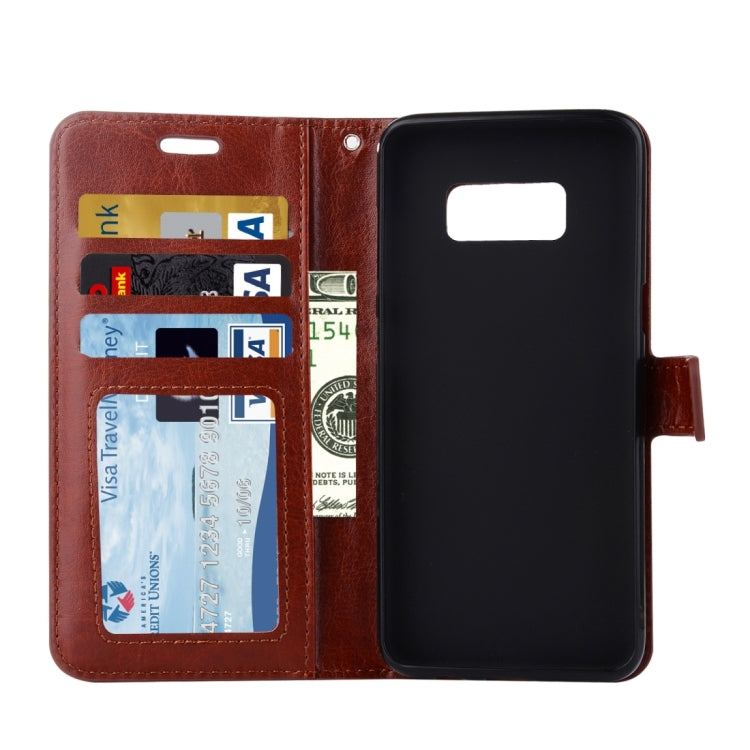 適用於三星蓋樂世 S8 復古瘋馬紋左右翻蓋皮套 帶支架&卡槽&錢包&相框&掛繩