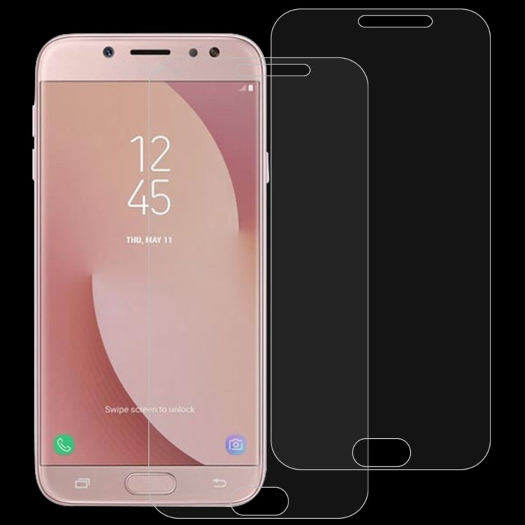 2 PCS 適用於三星 蓋樂世J7 Pro / J730 0.26mm厚度 9H硬度 2.5D弧邊鋼化玻璃膜