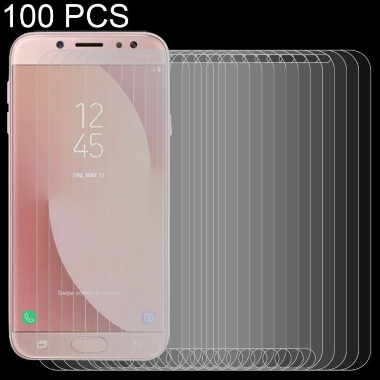 100 PCS 適用於三星 蓋樂世J7 Pro / J730 0.26mm厚度 9H硬度 2.5D弧邊鋼化玻璃膜