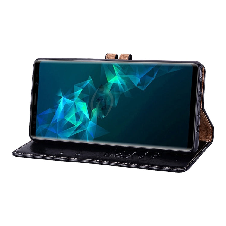 適用於三星Galaxy Note9 男女商務款油蠟紋左右翻蓋皮套 帶支架&卡槽&錢包