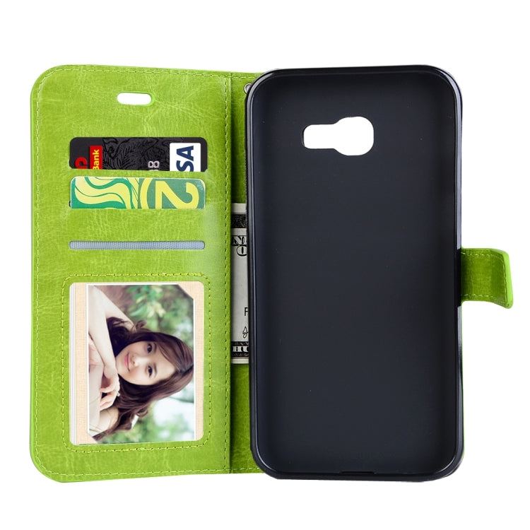 適用於三星蓋樂世 A5  / A520 瘋馬紋左右開皮套 帶支架/卡槽/錢包/相框/手繩/磁扣