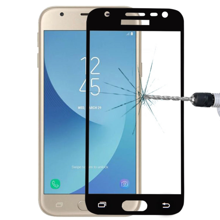 適用於Samsung Galaxy J3  歐版 0.26mm厚度 9H表面硬度 2.5D弧邊 絲印全屏覆蓋鋼化玻璃保護膜
