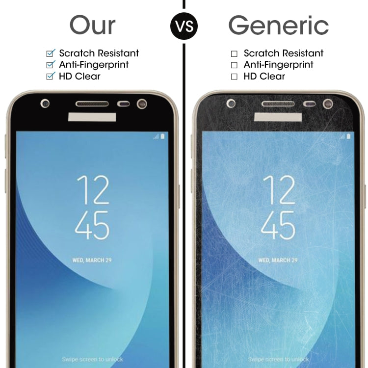適用於Samsung Galaxy J3  歐版 0.26mm厚度 9H表面硬度 2.5D弧邊 絲印全屏覆蓋鋼化玻璃保護膜
