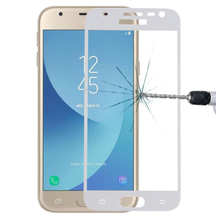 適用於Samsung Galaxy J3  歐版 0.26mm厚度 9H表面硬度 2.5D弧邊 絲印全屏覆蓋鋼化玻璃保護膜