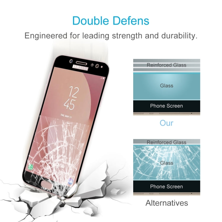 適用於Samsung Galaxy J7  歐版 0.26mm厚度 9H表面硬度 2.5D弧邊 絲印全屏覆蓋鋼化玻璃保護膜