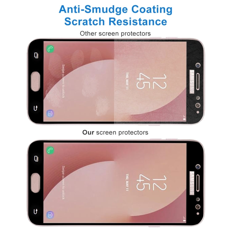 適用於Samsung Galaxy J7  歐版 0.26mm厚度 9H表面硬度 2.5D弧邊 絲印全屏覆蓋鋼化玻璃保護膜