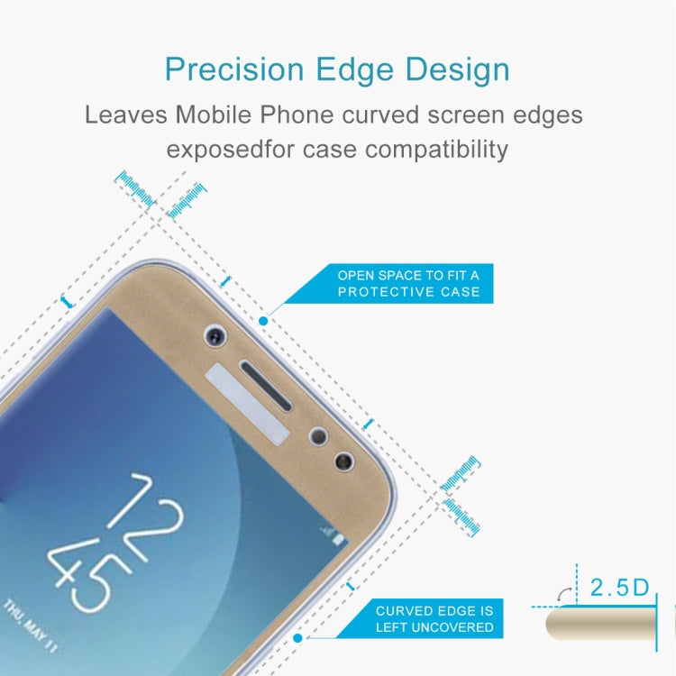 適用於Samsung Galaxy J5  歐版 0.26mm厚度 9H表面硬度 2.5D弧邊 絲印全屏覆蓋鋼化玻璃保護膜
