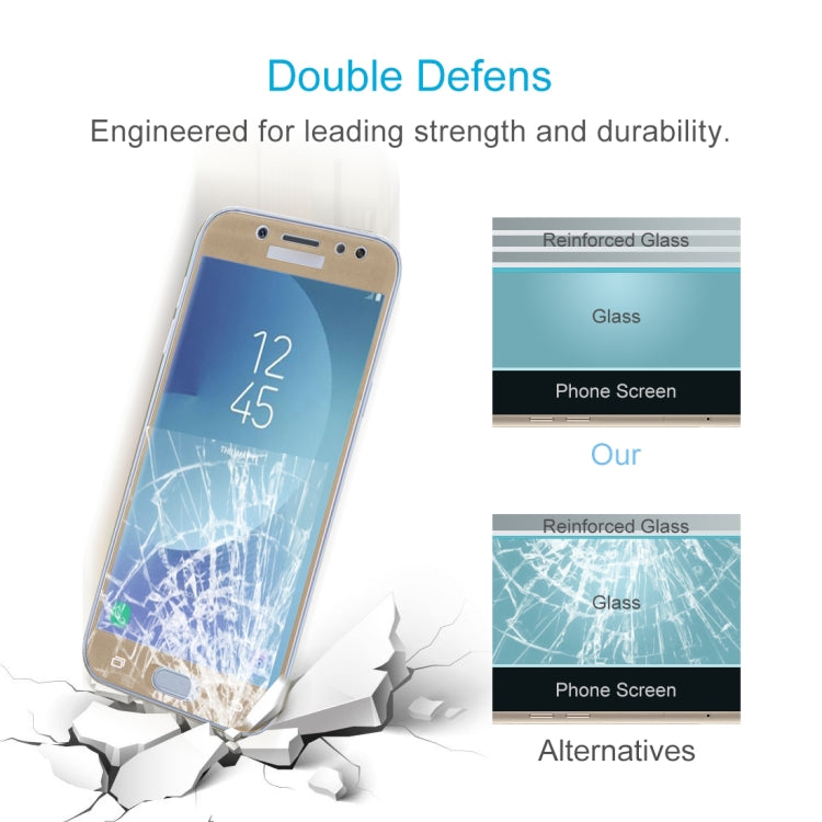 適用於Samsung Galaxy J5  歐版 0.26mm厚度 9H表面硬度 2.5D弧邊 絲印全屏覆蓋鋼化玻璃保護膜