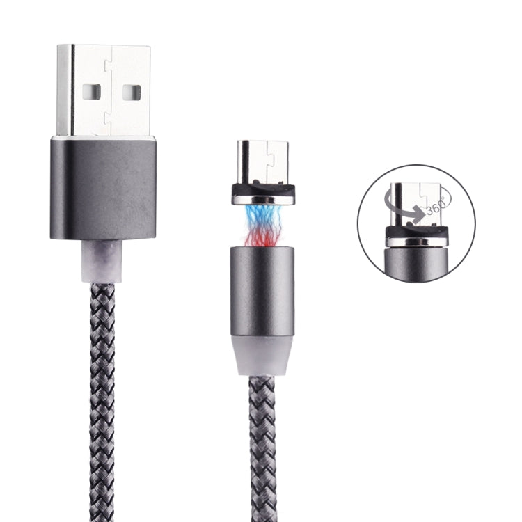 Micro USB to USB 2.0 可360度旋轉 編織線 強磁性充電線，帶LED指示燈，線長: 1米