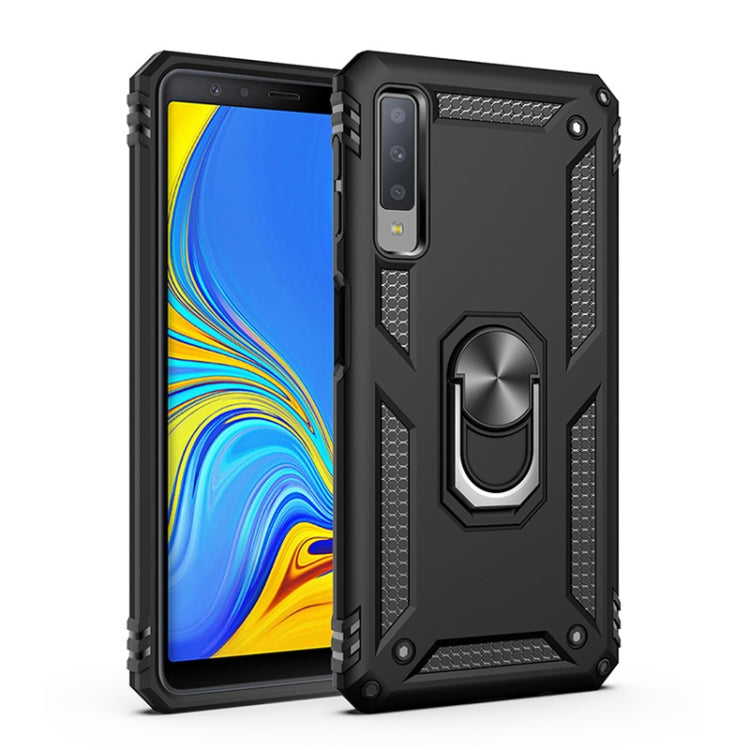 適用於三星 Galaxy A7 2018 TPU + PC軍士盔甲防摔保護殼，帶360度旋轉支架