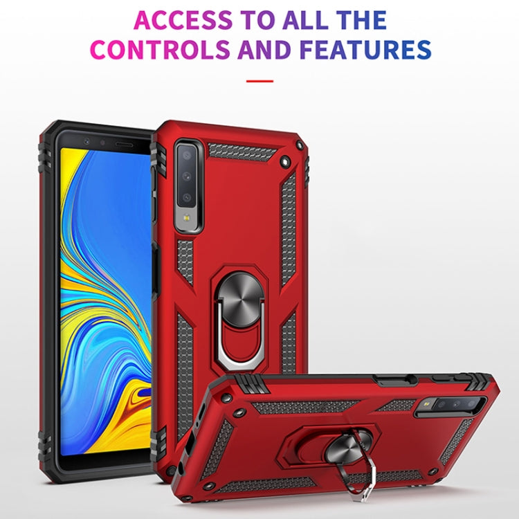 適用於三星 Galaxy A7 2018 TPU + PC軍士盔甲防摔保護殼，帶360度旋轉支架
