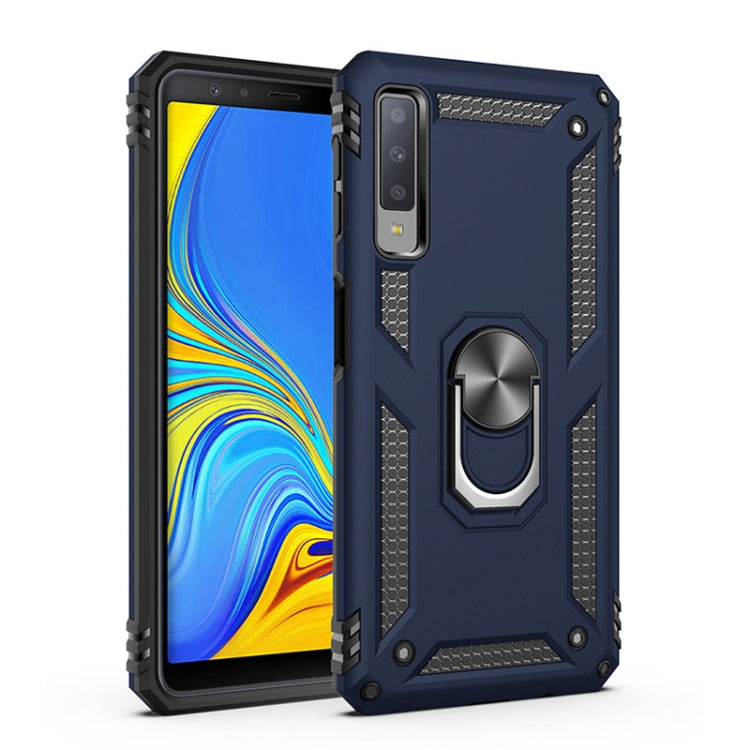 適用於三星 Galaxy A7 2018 TPU + PC軍士盔甲防摔保護殼，帶360度旋轉支架