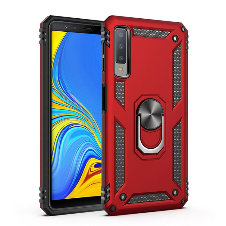 適用於三星 Galaxy A7 2018 TPU + PC軍士盔甲防摔保護殼，帶360度旋轉支架