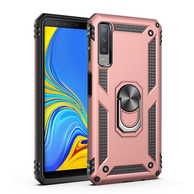 適用於三星 Galaxy A7 2018 TPU + PC軍士盔甲防摔保護殼，帶360度旋轉支架