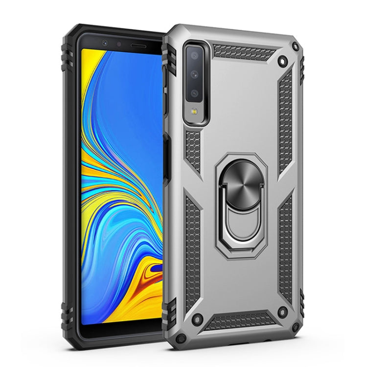 適用於三星 Galaxy A7 2018 TPU + PC軍士盔甲防摔保護殼，帶360度旋轉支架