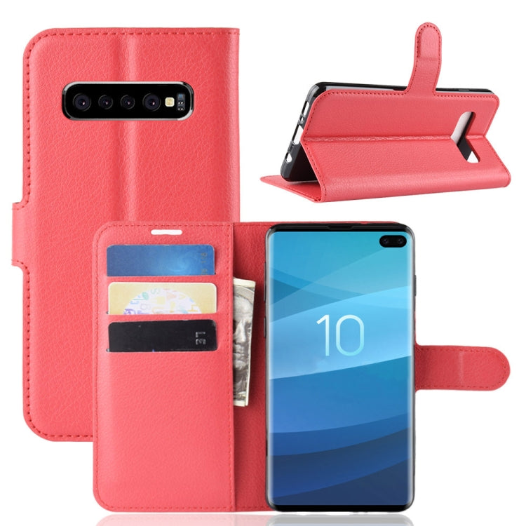 蓋樂世適用於Galaxy S10  荔枝紋左右開皮套 帶錢包&支架&卡槽