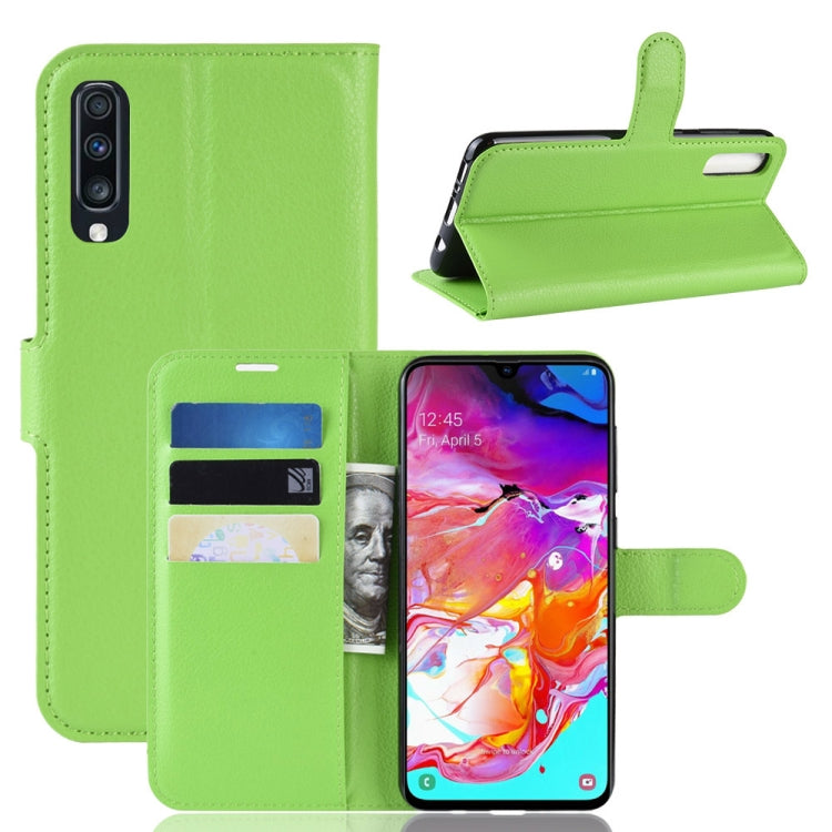 蓋樂世適用於Galaxy A70 荔枝紋左右開皮套 帶錢包&支架&卡槽