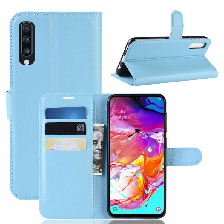 蓋樂世適用於Galaxy A70 荔枝紋左右開皮套 帶錢包&支架&卡槽