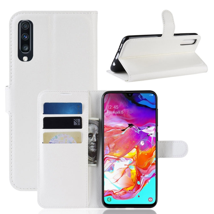 蓋樂世適用於Galaxy A70 荔枝紋左右開皮套 帶錢包&支架&卡槽