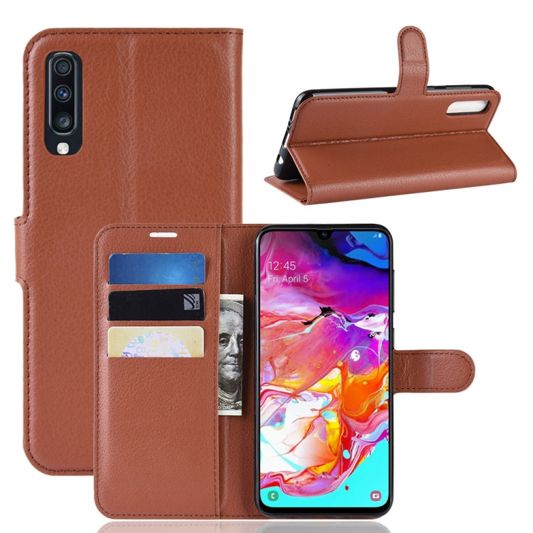 蓋樂世適用於Galaxy A70 荔枝紋左右開皮套 帶錢包&支架&卡槽