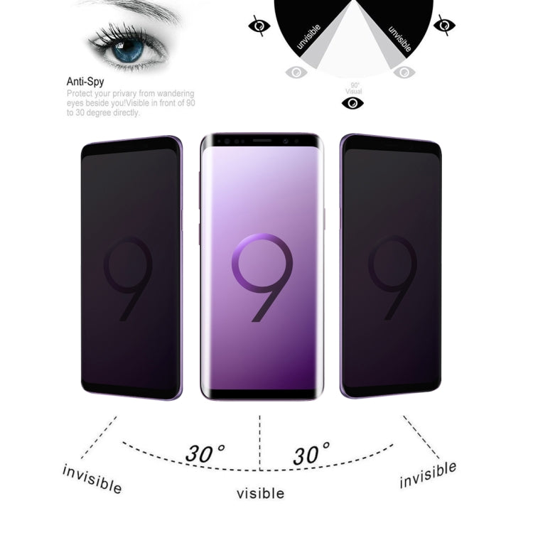 適用於三星蓋樂世S9+ 0.26mm厚度 9H 3D防窺縮小有孔 曲面鋼化玻璃保護膜