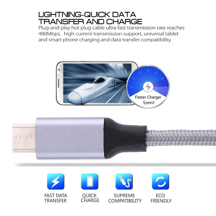 編織線 金屬頭Type-C 3.1 轉 USB3.0 數據線, 線長: 1米