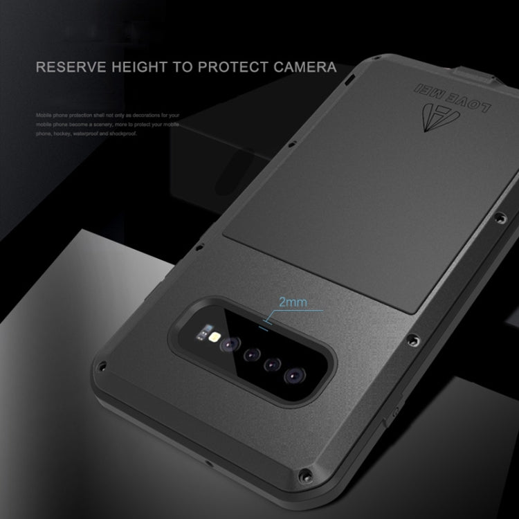 LOVE MEI系列 蓋樂世 適用於Galaxy S10+ 強力防塵防震防水 硅膠金屬組合手機保護殼