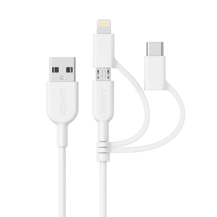 ANKER 3合一 8 Pin + Mirco USB + Type-C 接口MFI認證數據線