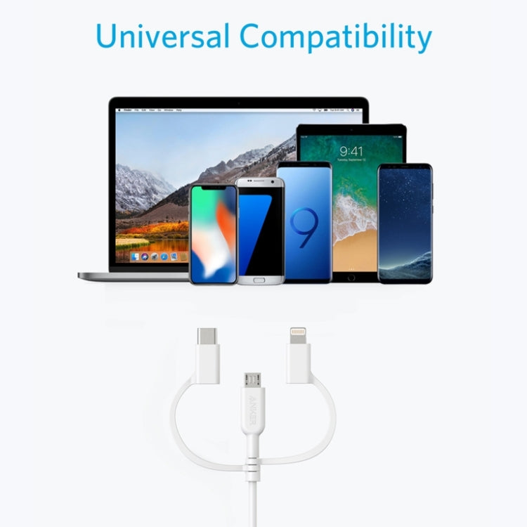 ANKER 3合一 8 Pin + Mirco USB + Type-C 接口MFI認證數據線