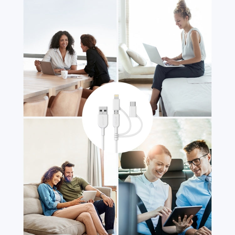 ANKER 3合一 8 Pin + Mirco USB + Type-C 接口MFI認證數據線