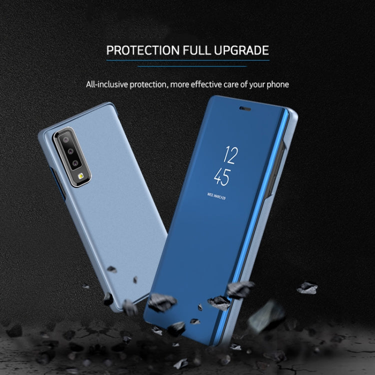 適用於三星 Galaxy A7  電鍍鏡面左右開智能保護皮套帶支架