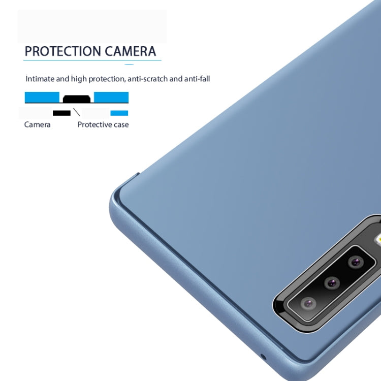 適用於三星 Galaxy A7  電鍍鏡面左右開智能保護皮套帶支架