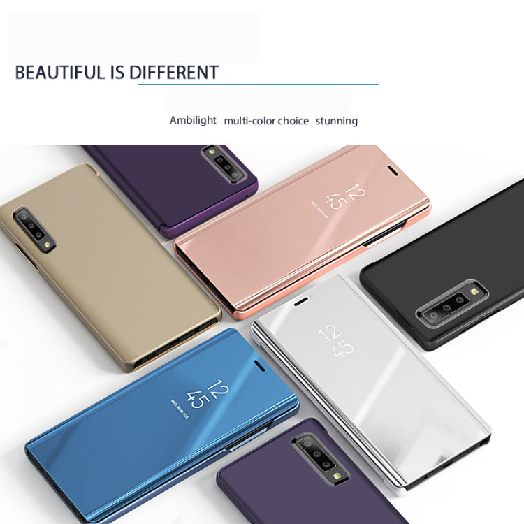 適用於三星 Galaxy A7  電鍍鏡面左右開智能保護皮套帶支架