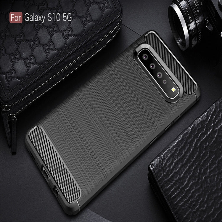適用於三星 Galaxy S10 5G 拉絲紋碳纖維TPU手機殼