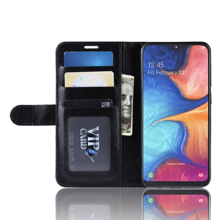適用於三星Galaxy A20e R64紋單折邊左右開皮套 帶支架&卡槽&錢包