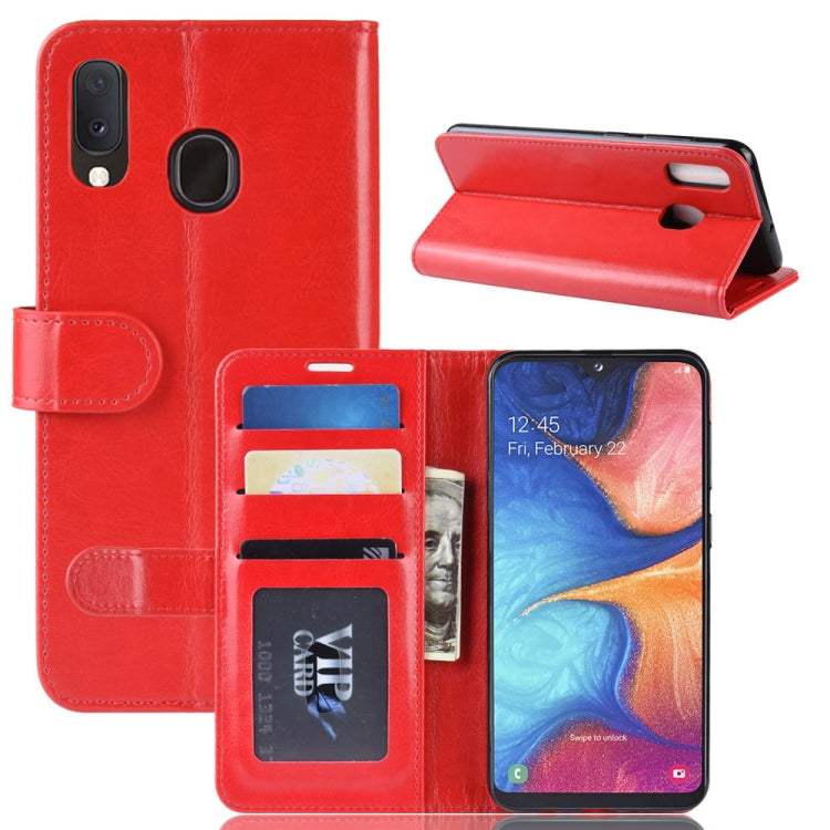 適用於三星Galaxy A20e R64紋單折邊左右開皮套 帶支架&卡槽&錢包
