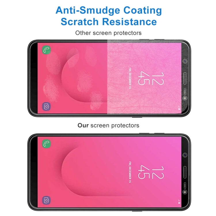 50 PCS 適用於三星 蓋樂世J8  0.26mm厚度 9H 2.5D弧邊鋼化玻璃膜