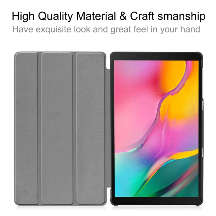 適用於三星 Galaxy Tab A 10.1 2019  卡斯特紋左右翻蓋平板皮套 帶三折支架&智能休眠功能