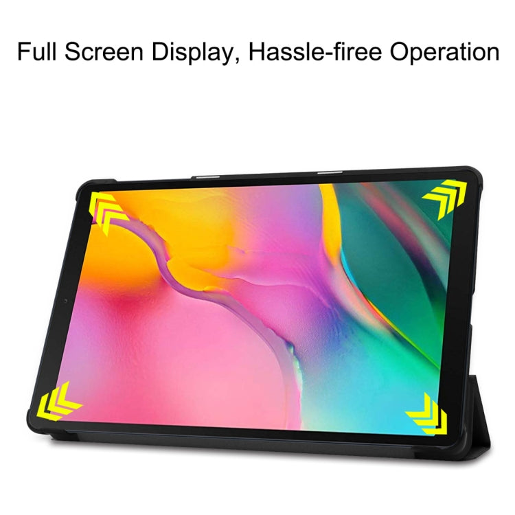適用於三星 Galaxy Tab A 10.1 2019  卡斯特紋左右翻蓋平板皮套 帶三折支架&智能休眠功能