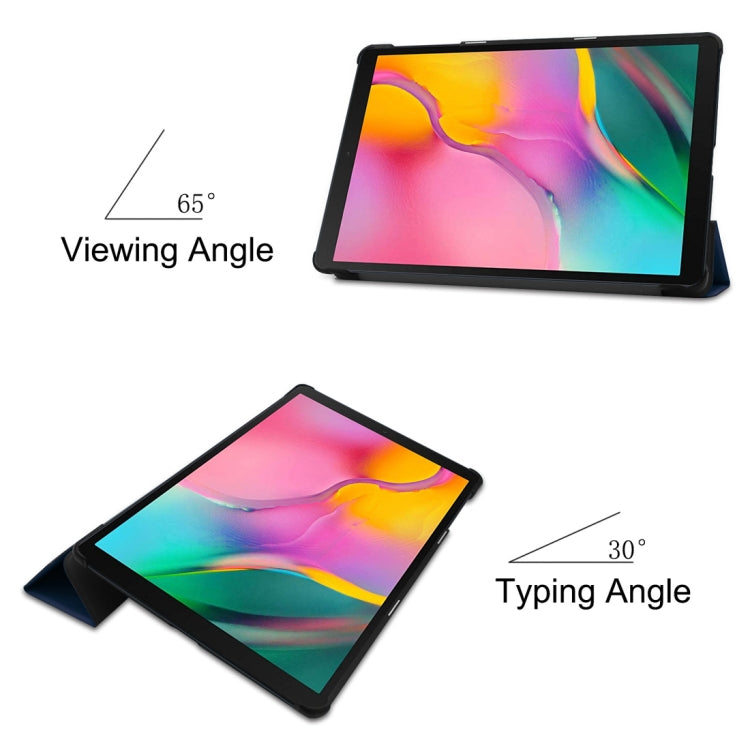 適用於三星 Galaxy Tab A 10.1 2019  卡斯特紋左右翻蓋平板皮套 帶三折支架&智能休眠功能