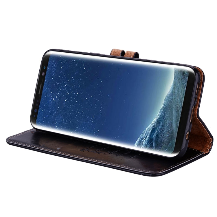 適用於三星Galaxy S8 + 商務型 油蠟紋 左右開皮套 帶支架 卡槽 錢包