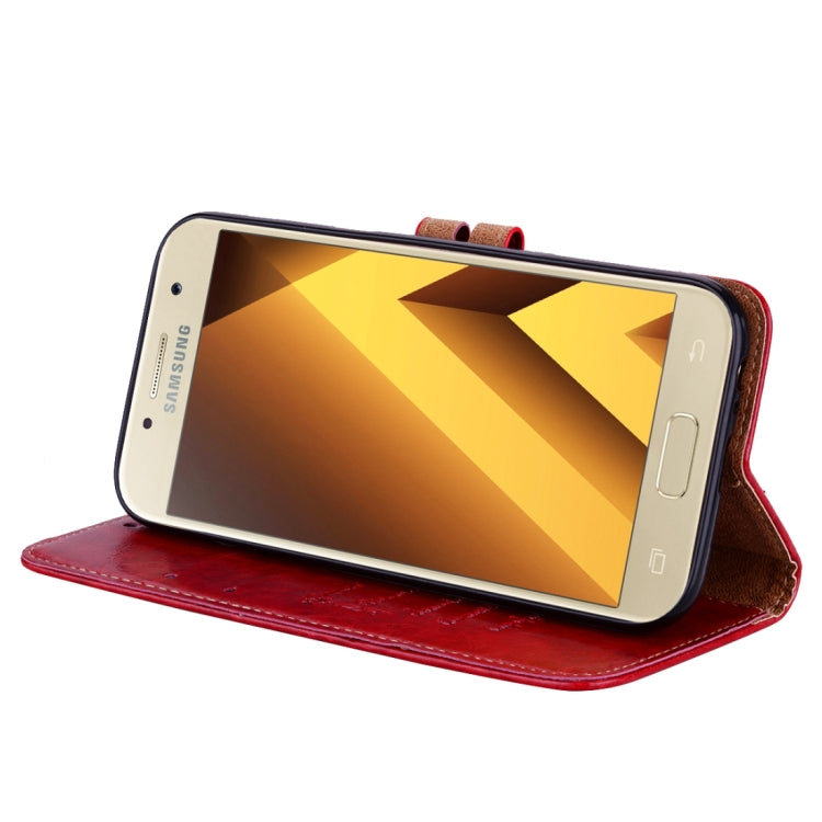 適用於三星Galaxy A5  商務型 油蠟紋 左右開皮套 帶支架 卡槽 錢包