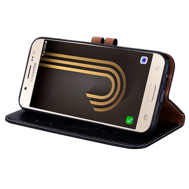 適用於三星Galaxy J5  / J530 歐亞版 商務型 油蠟紋 左右開皮套 帶支架 卡槽 錢包