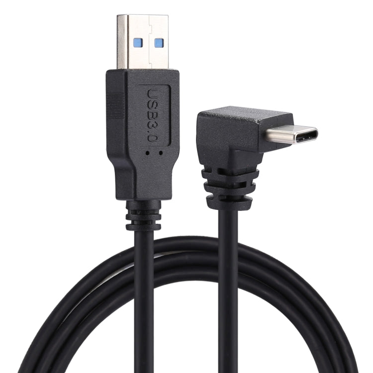 Type-C公頭彎頭 轉 USB3.0公頭 數據充電延長線 線長：1m
