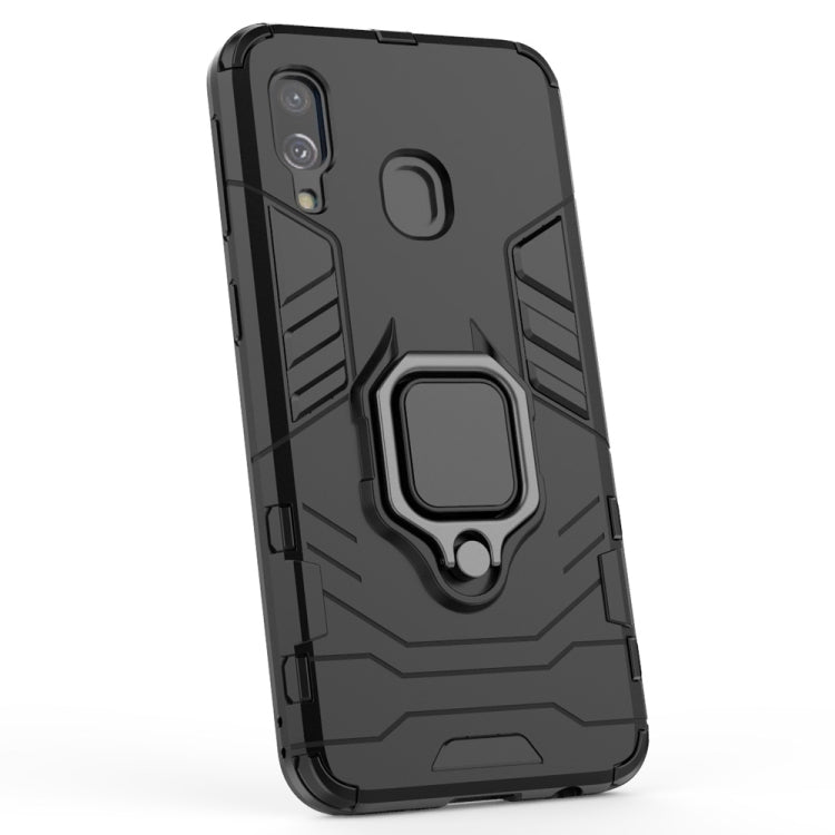適用於三星Galaxy A40 黑豹PC + TPU磁吸指環支架防摔保護殼