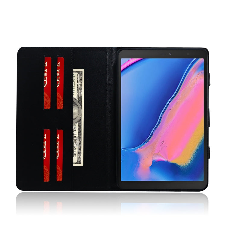 適用於三星 Galaxy Tab A 8  / P200 / P205 半臉貓圖案左右開皮套 帶支架&卡槽&錢包