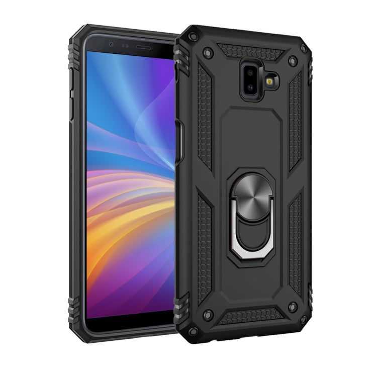 適用於三星 Galaxy J6 Plus TPU + PC盔甲防摔保護殼，帶360度旋轉支架