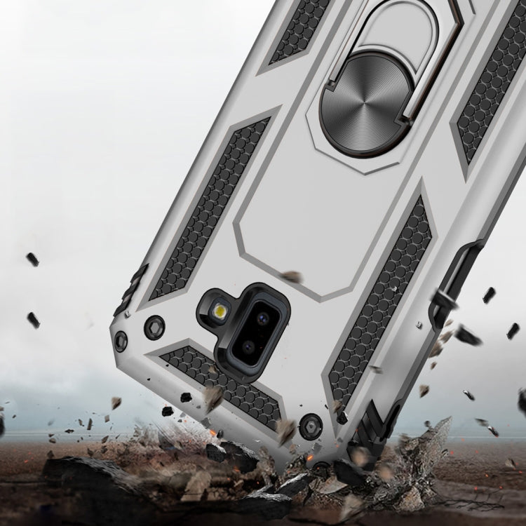 適用於三星 Galaxy J6 Plus TPU + PC盔甲防摔保護殼，帶360度旋轉支架