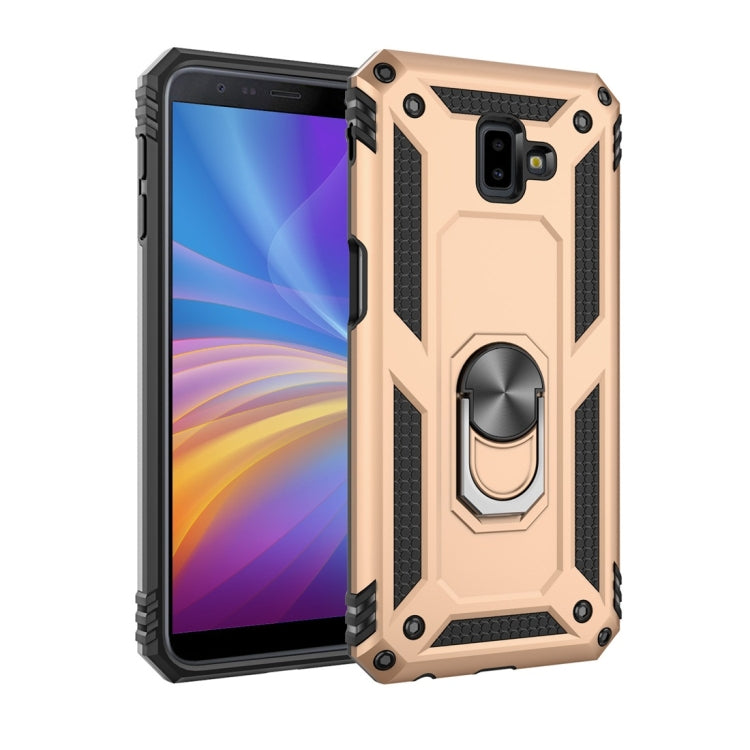 適用於三星 Galaxy J6 Plus TPU + PC盔甲防摔保護殼，帶360度旋轉支架